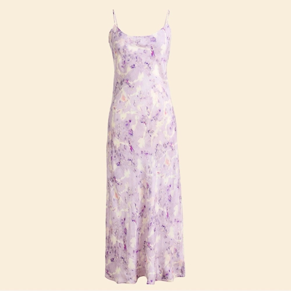 Flora Obscura x J.Crew Cupro-Blend Slip Dress Lavender Fields